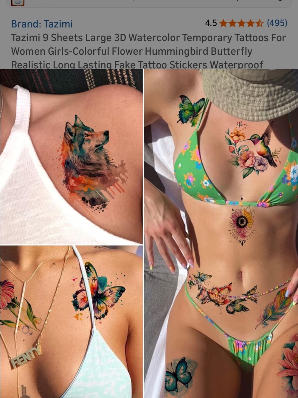 Tazimi 9 sheets of large floral temporary tattoos - Picture 7 of 7